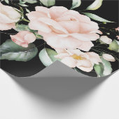 Elegant Roze Blush Eucalyptus Greenery Black Cadeaupapier (Hoek)