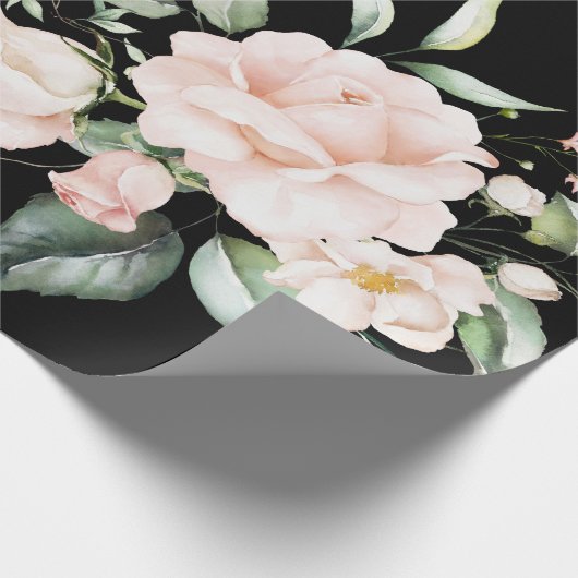 Elegant Roze Blush Eucalyptus Greenery Black Cadeaupapier (Hoek)