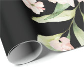 Elegant Roze Blush Eucalyptus Greenery Black Cadeaupapier (Rol Hoek)