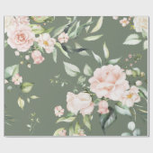 Elegant Roze Blush Eucalyptus Modern Green Cadeaupapier (Vlak)
