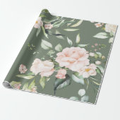 Elegant Roze Blush Eucalyptus Modern Green Cadeaupapier (Uitgerold)