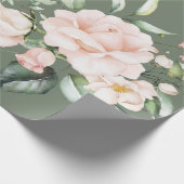 Elegant Roze Blush Eucalyptus Modern Green Cadeaupapier (Hoek)