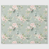 Elegant Roze Blush Eucalyptus Sage Green Cadeaupapier (Vlak)