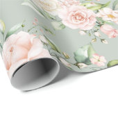 Elegant Roze Blush Eucalyptus Sage Green Cadeaupapier (Rol Hoek)