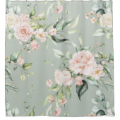 Elegant Roze Blush Eucalyptus Sage Green Douchegordijn (Voorkant)