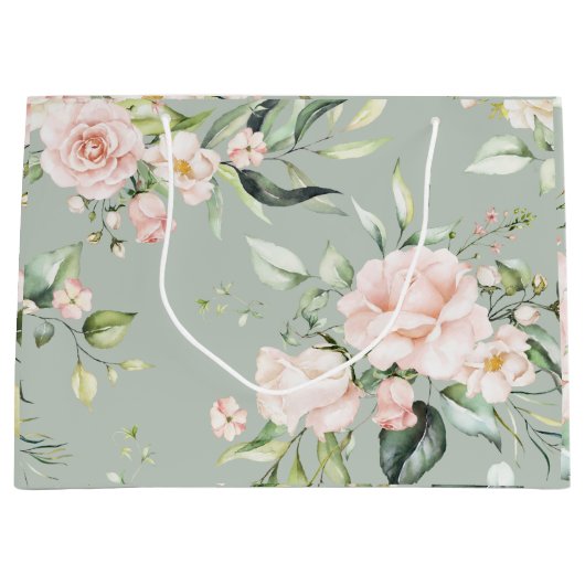 Elegant Roze Blush Eucalyptus Sage Green Wedding Groot Cadeauzakje (Voorkant)