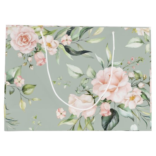 Elegant Roze Blush Eucalyptus Sage Green Wedding Groot Cadeauzakje (Achterkant)