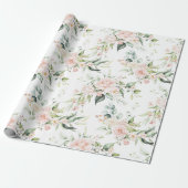 Elegant Roze Blush Eucalyptus Wrapping Cadeaupapier (Uitgerold)