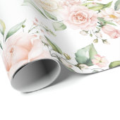 Elegant Roze Blush Eucalyptus Wrapping Cadeaupapier (Rol Hoek)