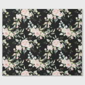 Elegant Roze Blush Eucalyptus Zwart Cadeaupapier (Vlak)