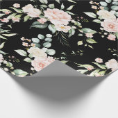 Elegant Roze Blush Eucalyptus Zwart Cadeaupapier (Hoek)