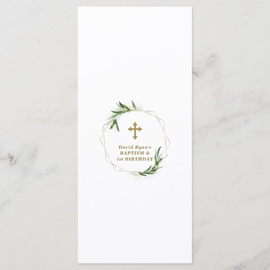 Elegant Roze Blush Floral 1st Birthday & Baptisme Menu (Achterkant)