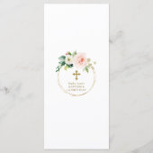 Elegant Roze Blush Floral 1st Birthday & Baptisme Menu (Achterkant)