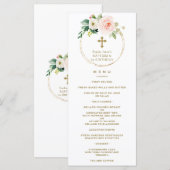 Elegant Roze Blush Floral 1st Birthday & Baptisme Menu (Voorkant / Achterkant)