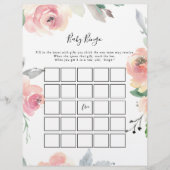 Elegant Roze Blush Floral Baby Bingo Shower Game (Voorkant)