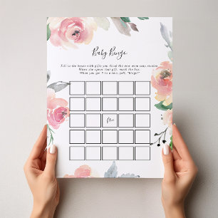 Elegant Roze Blush Floral Baby Bingo Shower Game