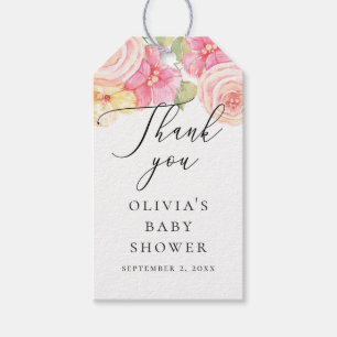Elegant roze blush floral baby shower dank u cadeaulabel