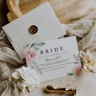 Elegant Roze Blush Floral Bride Vrijgezellenfeest Kaart