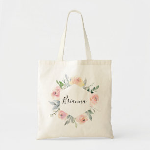 Elegant Roze Blush Floral Bridesmaid Canvas tas