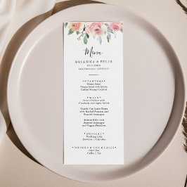 Elegant Roze Blush Floral Dinner Menu