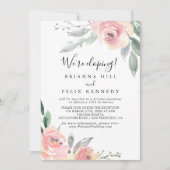 Elegant Roze Blush Floral Elopement Receptie Kaart (Voorkant)