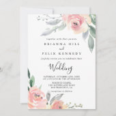 Elegant Roze Blush Floral Front & Back Wedding Kaart (Voorkant)