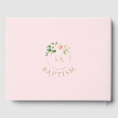 Elegant Roze Blush Floral Gold Cross Baptisme Gastenboek (Achterkant)