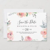 Elegant Roze Blush Floral Horizontal Wedding Save The Date (Voorkant)