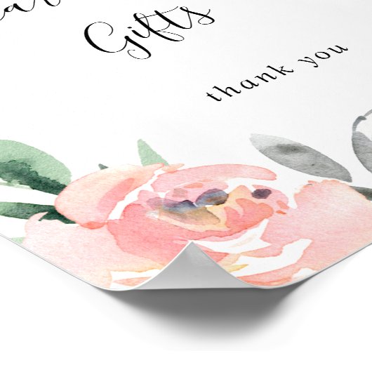 Elegant Roze Blush Floral Kaarten en Gifts Sign Poster (Hoek)