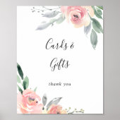 Elegant Roze Blush Floral Kaarten en Gifts Sign Poster (Voorkant)