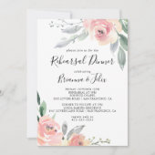 Elegant Roze Blush Floral Rehearsal Dinner Kaart (Voorkant)