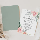 Elegant Roze Blush Floral Rehearsal Dinner Kaart