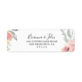 Elegant Roze Blush Floral Return Address Etiket (Voorkant)