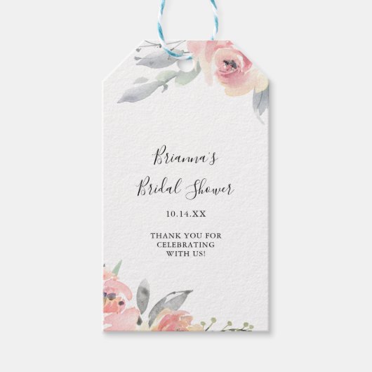 Elegant Roze Blush Floral Vrijgezellenfeest Cadeaulabel (Voorkant)