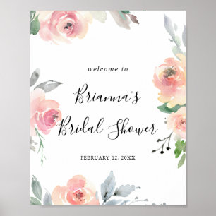 Elegant Roze Blush Floral Vrijgezellenfeest Welkom Poster