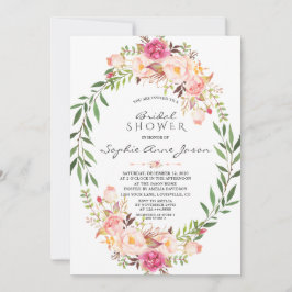 Elegant Roze Blush Floral Wreated Vrijgezellenfees Kaart