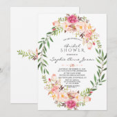 Elegant Roze Blush Floral Wreated Vrijgezellenfees Kaart (Voorkant / Achterkant)