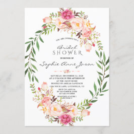 Elegant Roze Blush Floral Wreated Vrijgezellenfees Kaart