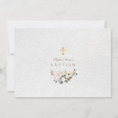 Elegant Roze Blush Flowers Cross Girl Baptisme Save The Date (Achterkant)