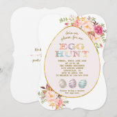 Elegant Roze Blush Flowers Gold Egg Hunt Pasen Kaart (Voorkant / Achterkant)