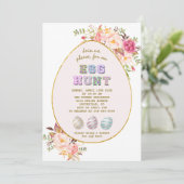 Elegant Roze Blush Flowers Gold Egg Hunt Pasen Kaart (Staand voorkant)