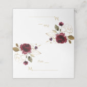 Elegant roze Blush Flowers Gold Lijst Table Number Plaatskaartje (Buitenkant ongevouwen)