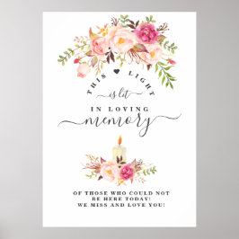 Elegant roze Blush Flowers in Loving Memory Sign Poster