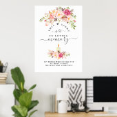Elegant roze Blush Flowers in Loving Memory Sign Poster (Thuiskantoor)