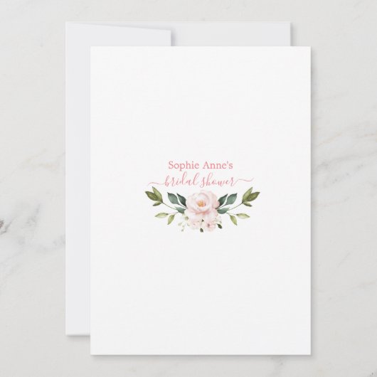 Elegant Roze Blush Flowers Virtueel Vrijgezellenfe Kaart (Achterkant)