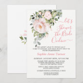 Elegant Roze Blush Flowers Virtueel Vrijgezellenfe Kaart (Voorkant / Achterkant)