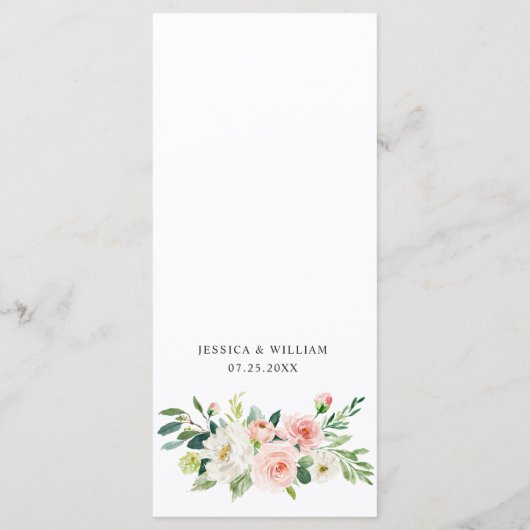 Elegant Roze Blush Flowers Weddenrenmenu Menu (Achterkant)