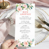 Elegant Roze Blush Flowers Weddenrenmenu Menu