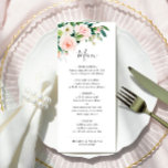 Elegant Roze Blush Flowers Weddenschap Menu<br><div class="desc">Voor verdere aanpassing,  te klikken gelieve de "pas verder"verbinding aan en ons ontwerphulpmiddel te gebruiken om deze sjabloon te wijzigen.</div>