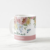 Elegant Roze Blush Geel Lente Bloemen Oma Koffiemok (Voorkant links)